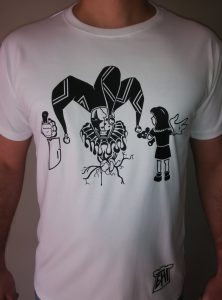 EHT Harapos hecho en España calidad español camiseta moderna payaso malo niña blanca calidad Triyi